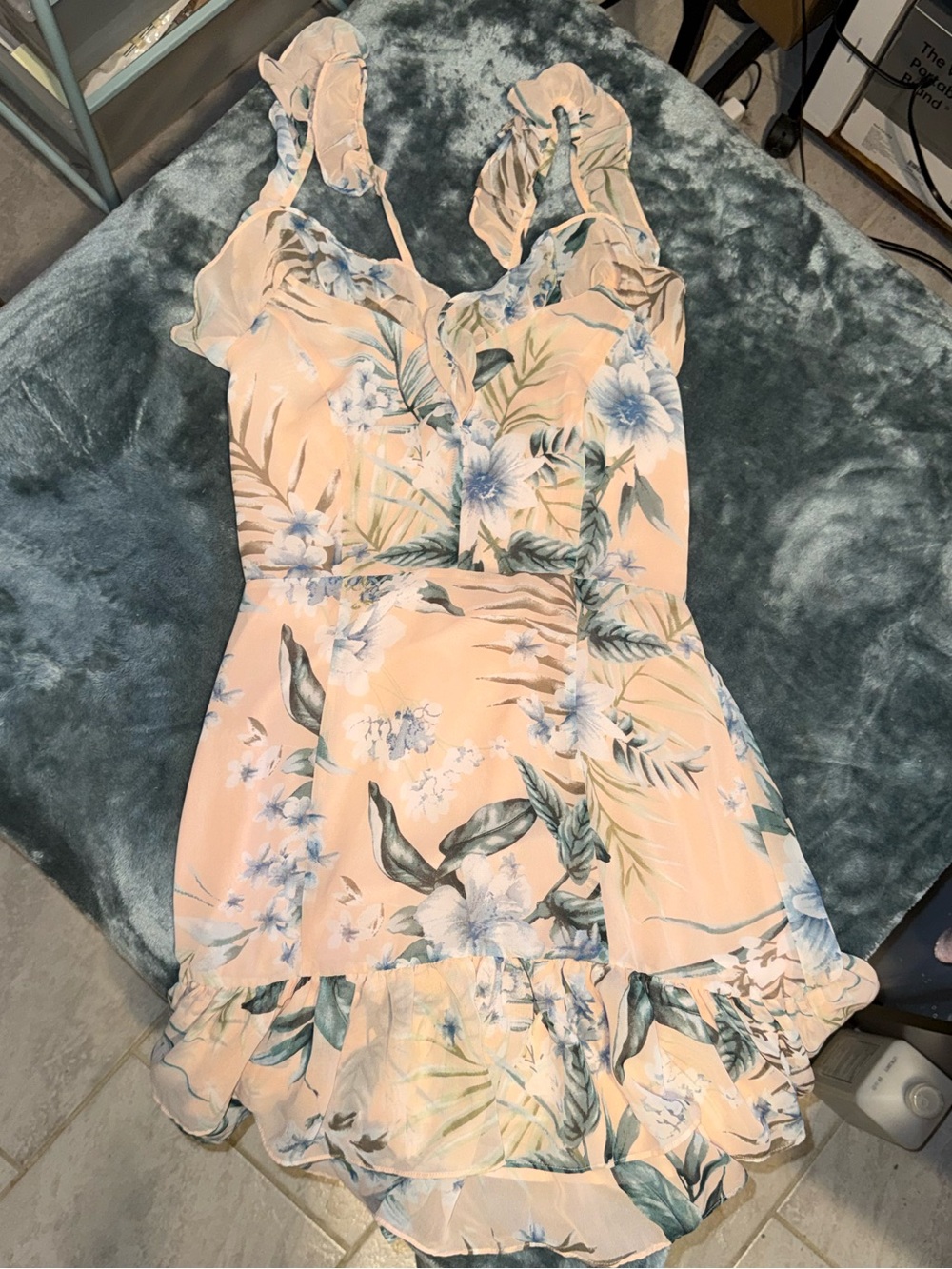 Lulus Floral Ruffle Sundress in Peach